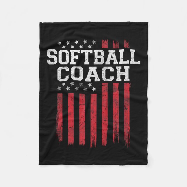 Softball Coach Proud American Flag Usa Patriot Pat Fleecedecke (Vorderseite)
