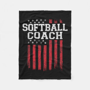 Softball Coach Proud American Flag Usa Patriot Pat Fleecedecke