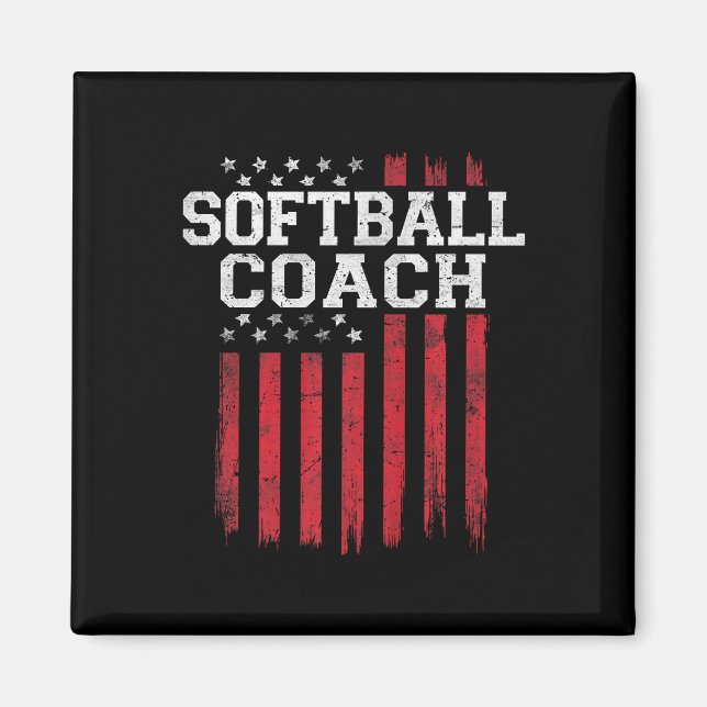 Softball Coach Proud American Flag Usa Patriot Pat Magnet (Vorne)