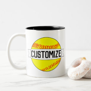 Softball Custom Team Name and Color Sports Fan Zweifarbige Tasse