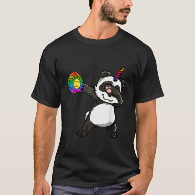 Softball Dabbing Pandicorn Panda T-Shirt (Vorderseite)