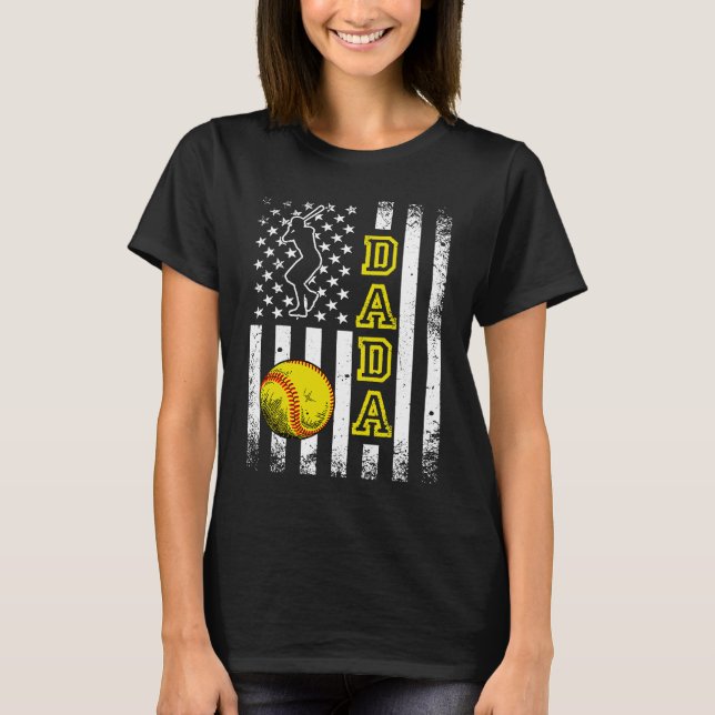 Softball Dada American Flag  Vintage Softball T-Shirt (Vorderseite)