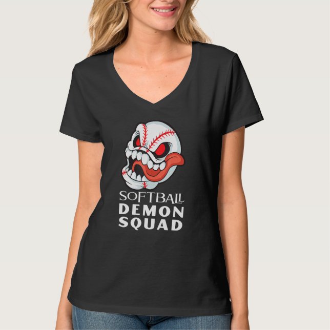 Softball-Dämonen-Truppe Softball T-Shirt (Vorderseite)