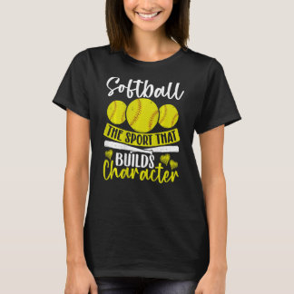Softball der Sport, der den Backprint des Charakte T-Shirt