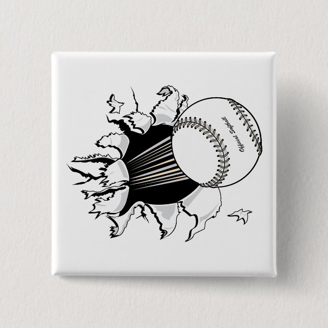 Softball, die durch Fastball-Grafik reißt Button (Vorderseite)