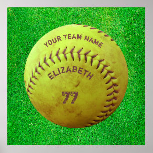 Softball Dirty Name Team Number Ball Poster