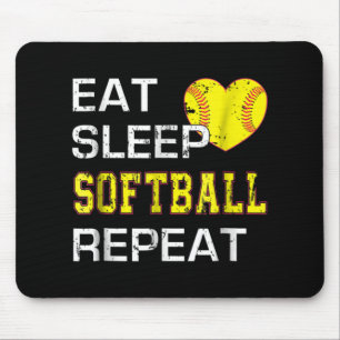Softball Eat Sleep Softball Wiederholung Mousepad