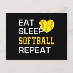 Softball Eat Sleep Softball Wiederholung Postkarte