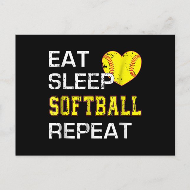 Softball Eat Sleep Softball Wiederholung Postkarte (Vorderseite)