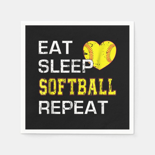 Softball Eat Sleep Softball Wiederholung Serviette (Vorderseite)