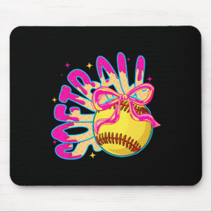Softball Eiscreme-Tropf Coquette-Schleife Mädchen Mousepad