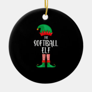 Softball Elf Christmas Party Matching Family Group Keramik Ornament