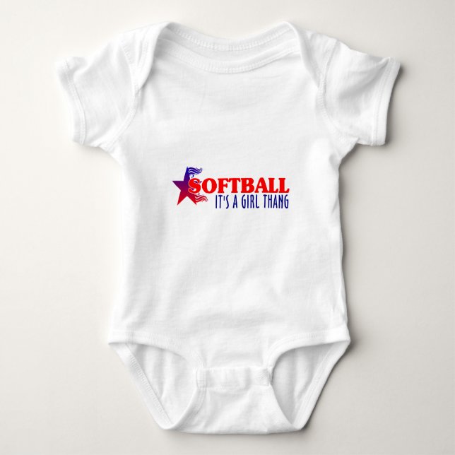 SOFTBALL - Es ist ein Mädchen-Knall Baby Strampler (Vorderseite)