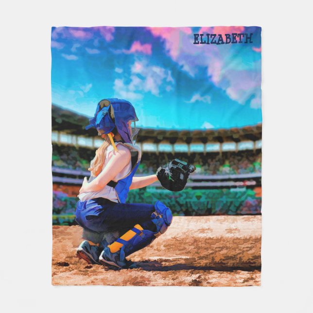 Softball-Fänger und Stadions-Malerei Fleecedecke (Vorderseite)