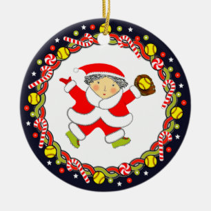 Softball-Feiertagsgeschenk Keramik Ornament