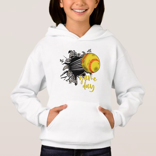 Softball Game Day, Game Day Softball, Softball Hoodie (Vorderseite)