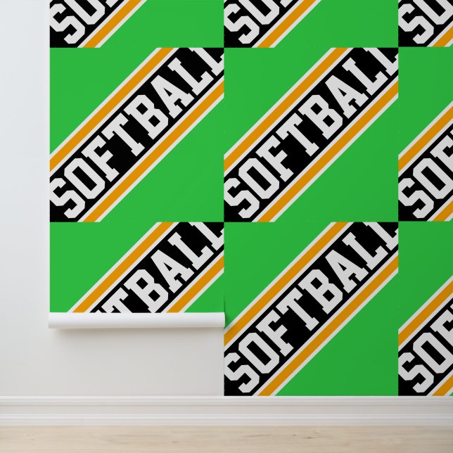 SOFTBALL-gezinkte, hellgrüne, gelbe schwarze Strei Tapete (Anwendung)