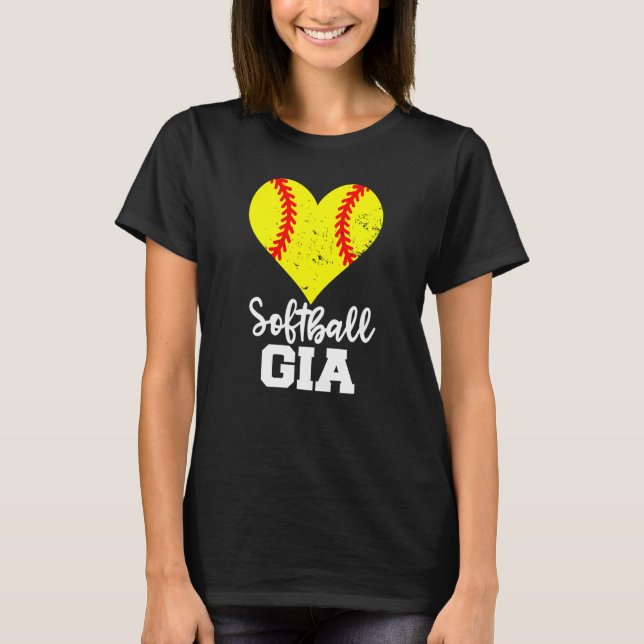 Softball Gia Softball Heart Grandma Gia T-Shirt (Vorderseite)
