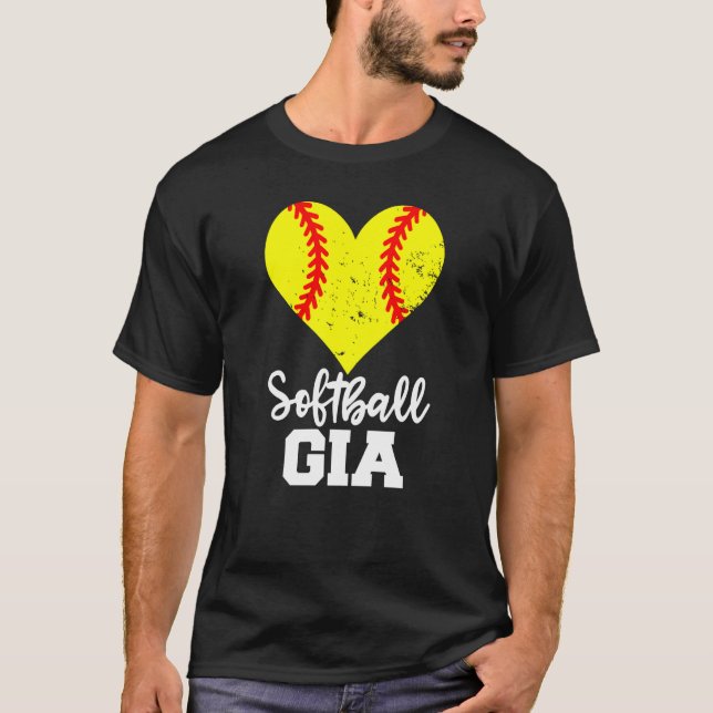 Softball Gia Softball Heart Grandma Gia T-Shirt (Vorderseite)