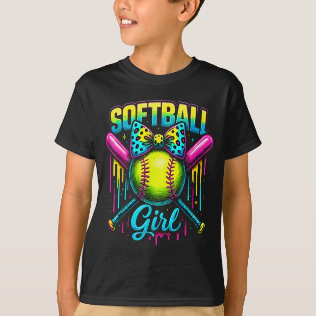 Softball Girl Drip Funny Softball Player  T-Shirt (Vorderseite)