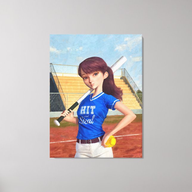 Softball Girl Leinwanddruck (Vorderseite)