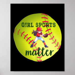 Softball; Girl Sports Sticker Poster
