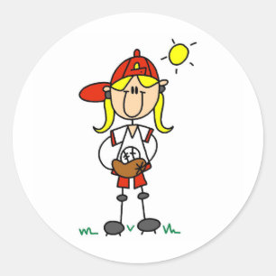 Softball-Girl-Sticker Runder Aufkleber