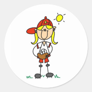 Softball-Girl-Sticker Runder Aufkleber
