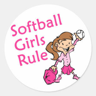 Softball-Girls-Regel Runder Aufkleber