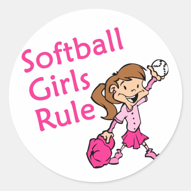 Softball-Girls-Regel Runder Aufkleber (Vorderseite)