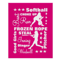 Softball Girls Sportterminoligy Worte Typografie