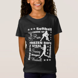 Softball Girls Sportterminoligy Worte Typografie T-Shirt