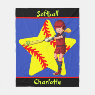 Softball Girls Star Batter Swing Personalisiert Fleecedecke