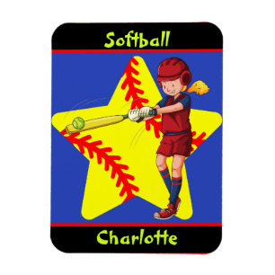 Softball Girls Star Batter Swing Personalisiert Magnet