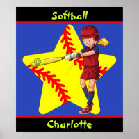 Softball Girls Star Batter Swing Personalisiert