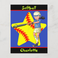 Softball Girls Star Batter Swing Personalisiert