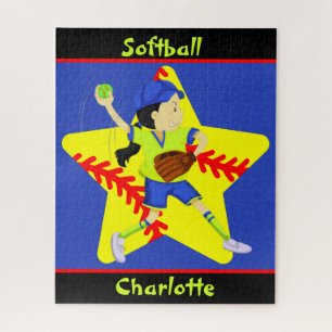 Softball Girls Star Pitcher Personalisiert Puzzle