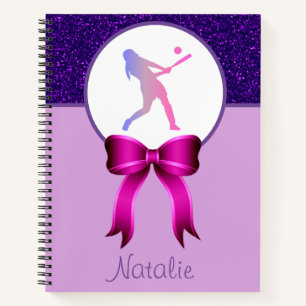 Softball-Glitzer und Boom-Notebook Notizbuch