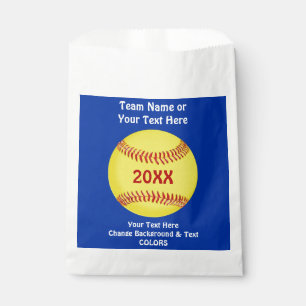 Softball Goodie Taschen, Ihre FARBEN und TEXT Geschenktütchen