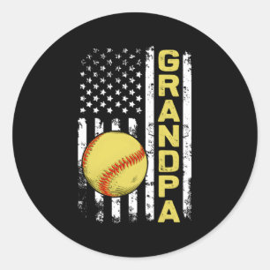 Softball Grandpa American Flag Softball Runder Aufkleber