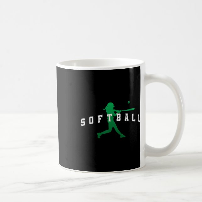 Softball Green Team Spieler Varsity Text  Kaffeetasse (Rechts)