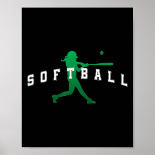 Softball Green Team Spieler Varsity Text Poster