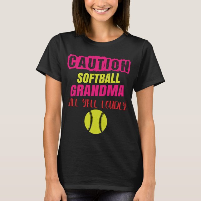 Softball Großmutter Vorsicht Softball Großmutter Y T-Shirt (Vorderseite)