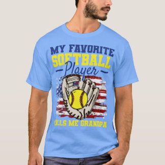 Softball Großpa amerikanische Flagge T-Shirt
