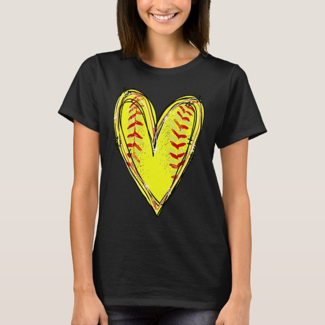 Softball Heart Love Softball Mom Softball Game Day T-Shirt (Vorderseite)