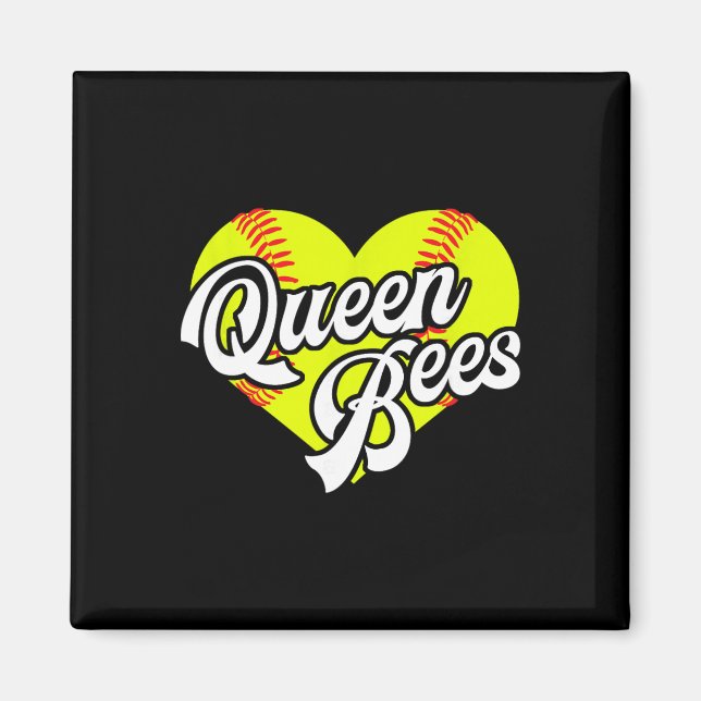Softball Heart Queen Bees Team T-ball League Girls Magnet (Vorne)