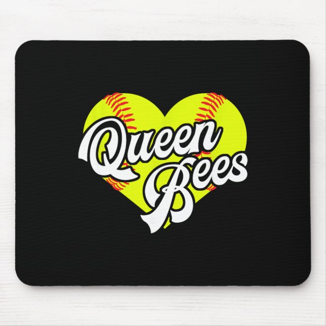 Softball Heart Queen Bees Team T-ball League Girls Mousepad (Vorne)