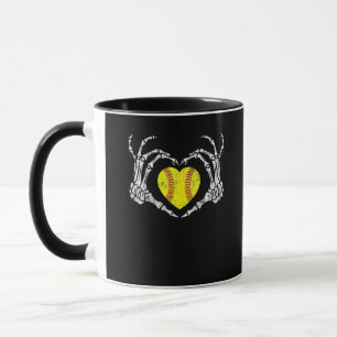 Softball Heart Skeleton Hand Halloween Kostümspass Tasse