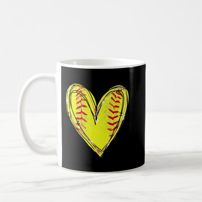 Softball Heart Softball Game Day Apparel Softball Kaffeetasse (Links)