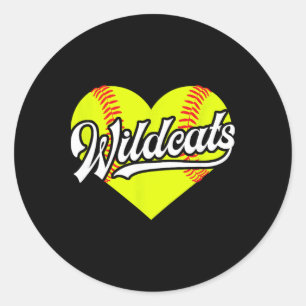 Softball Heart Wildcats Team T-Ball Little League  Runder Aufkleber
